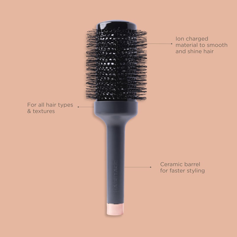 هيريتيج فرشاة شعر دائرية من السيراميك والأيونات الحرارية من هيريتيج، مقاس 54 مم - فرشاة تجفيف الشعر لجميع أنواع الشعر - رمادي داكن - Image 3